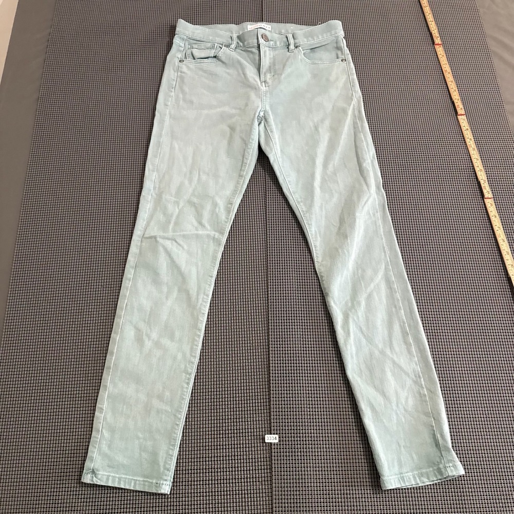 LOFT Modern Skinny Crop Pants Womens 27 4 Light Green Sage 5-Pocket Zip Fly